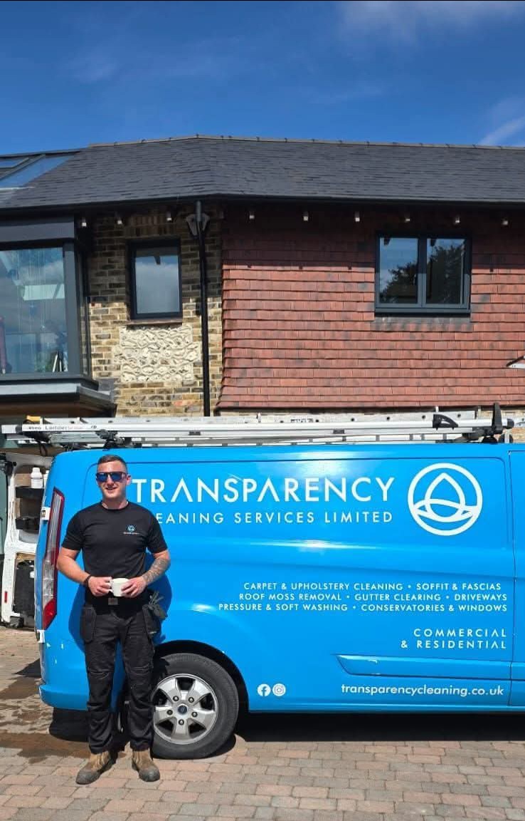 Transparency Cleaning Services owner standing in front of a branded van